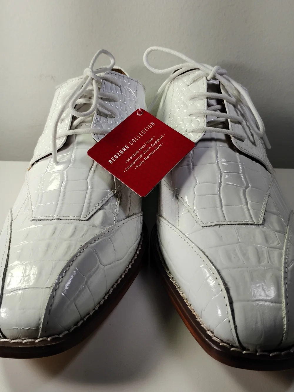 Stacy Adams Men's Size 7 White Crocodile Embossed Lace Up Dress Shoes New